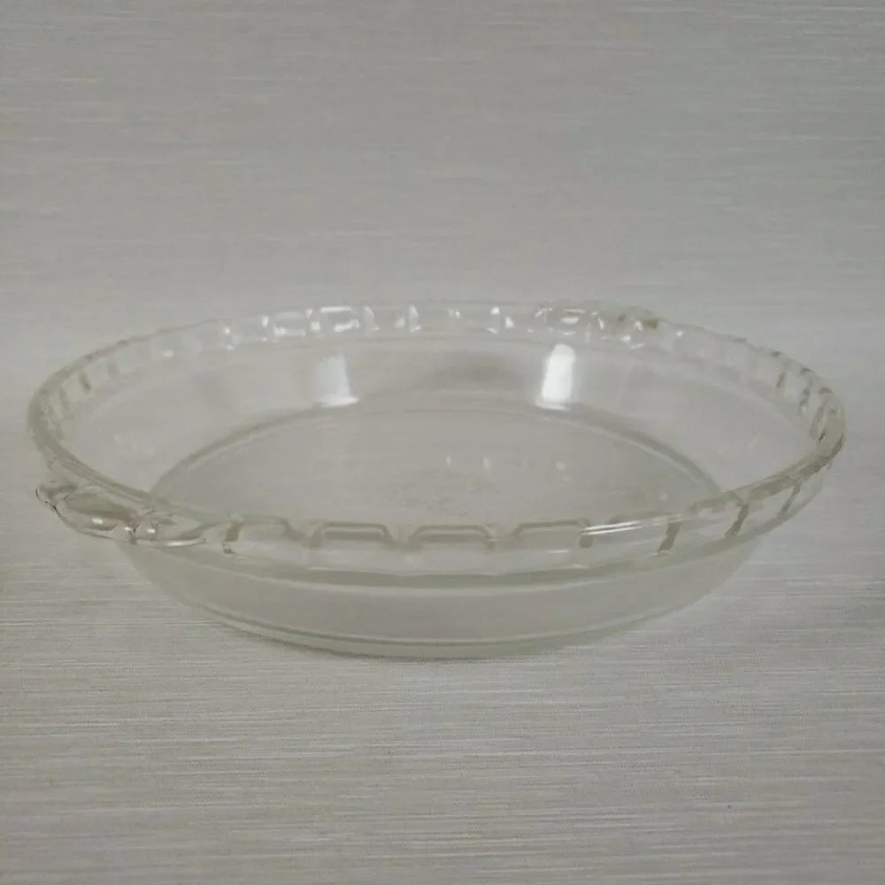 Pyrex Pie Plate 229 23cm #18 Fluted Deep Dish Clear Glass Bakeware VTG MCM